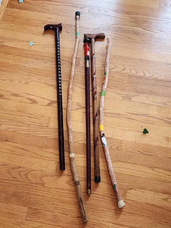 lot of Wooden Canes And Walking Sticks