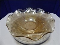 11.75" AMBER GLASS RUFFLE BOWL