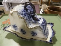 BLUE AND WHITE CHINA CHEESE DISH