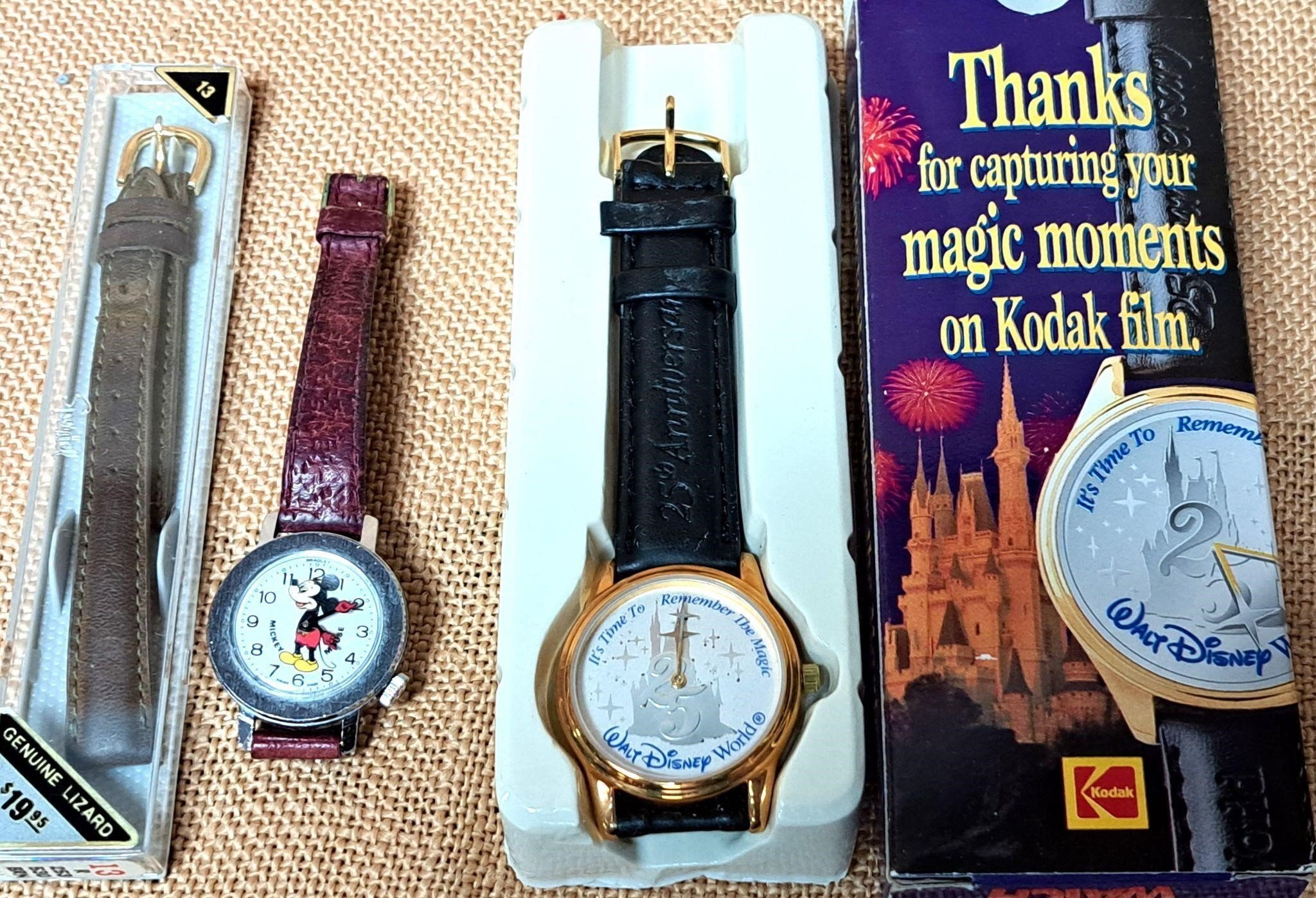 PAIR DISNEY MICKEY MOUSE WRIST WATCHES & BAND