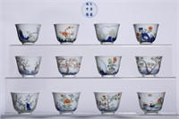 Mark Kangxi, Chinese wucai Porcelain Cups Set