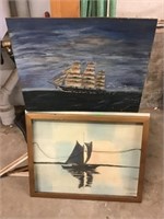 Ship Painting On Hard Board