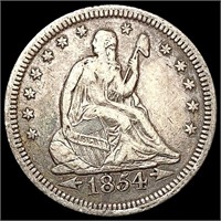 1854 Arrows Seated Liberty Quarter CLOSELY