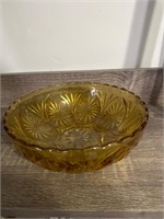 Amber depression glass fruit bowl