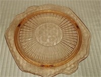 Vintage Pink Depression Glass Floral Platter