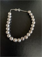 925 Silver Beaded Bracelet clasps is marked italy