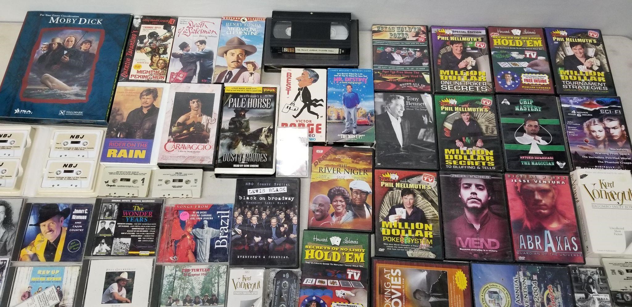 50PC VHS/DVD/CD/CASSETTES !!VIEW PICTURES!!