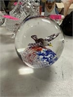 EAGLE THEMED ART GLASS PAPERWEIGHT