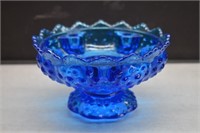Fenton Blue Hobnail Pedestal Bowl