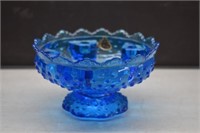 Fenton Blue Hobnail Pedestal Bowl