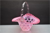 Fenton Pink Coin Dot Ruffled Basket