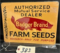 Badger Brand Farm Seeds Metal Sign