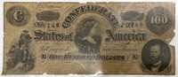 Feb 17, 1864 Confederate States $100 Note