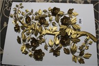 BRASS TONE FLORAL WALL HANGING