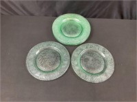 Green Glass Small Pates Set of 6