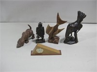 Assorted Wood Carved Statues/ Figures Tallest 8"