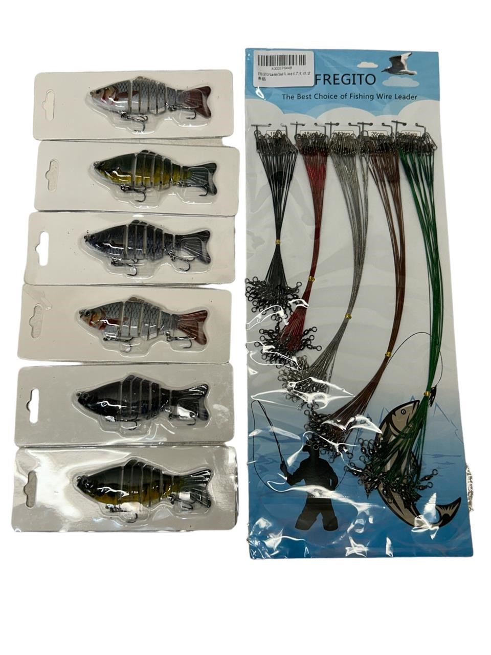 Lot of 3d Fishing Lures & Fishing Wire Leader