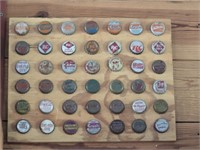 Board with Mounted Vintage Bottle Caps
