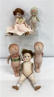 Antique all bisque dolls includes 2 copies, a 7”