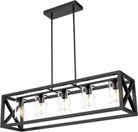 Espird Farmhouse Chandelier  Rectangle  5 Light