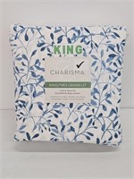 KING SIZE CHARISMA 6 PC SHEET SET - BLUE/WHITE