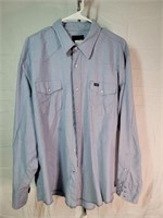 XXL Wrangler Blue Snap Button Long Sleeve Shirt
