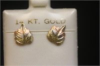 Pair of 14 Karat Gold Leaf Earrings