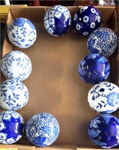 Lot of Blue and White Glass Decor