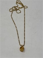 Necklace & Pendant Marked 14K with Amber Colored