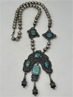 Southwestern Turquoise Necklace Marked 925