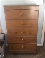 Maple 5 Drawer Highboy Dresser