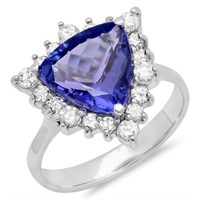 14K Gold 3.50ct Tanzanite & 0.60ct Diamond Ring