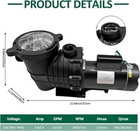 Togarhow 2.0 HP Self Primming Pool Pump