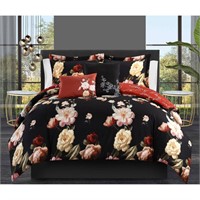 King Vibrant FloralPrint Comforter Set $104