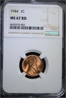 1944 LINCOLN CENT NGC MS67 RD