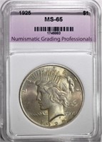 1925 PEACE DOLLAR, NGP GEM BU