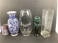 4 vases dont en céramique /en verre