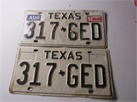 2 Texas License Plates 317 GED