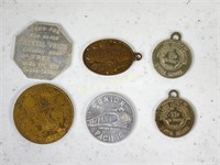 Group of Six Advertising Tokens/Key Tags