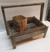 12" BY  18" WOODEN BERRY PICKING BASKET