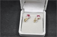 Ruby diamond earrings