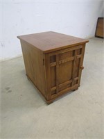 Geometric Pattern Wood Side Table w/ Storage