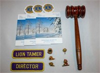 Lions Club Memoribilia; Gavel; Pins; Patches