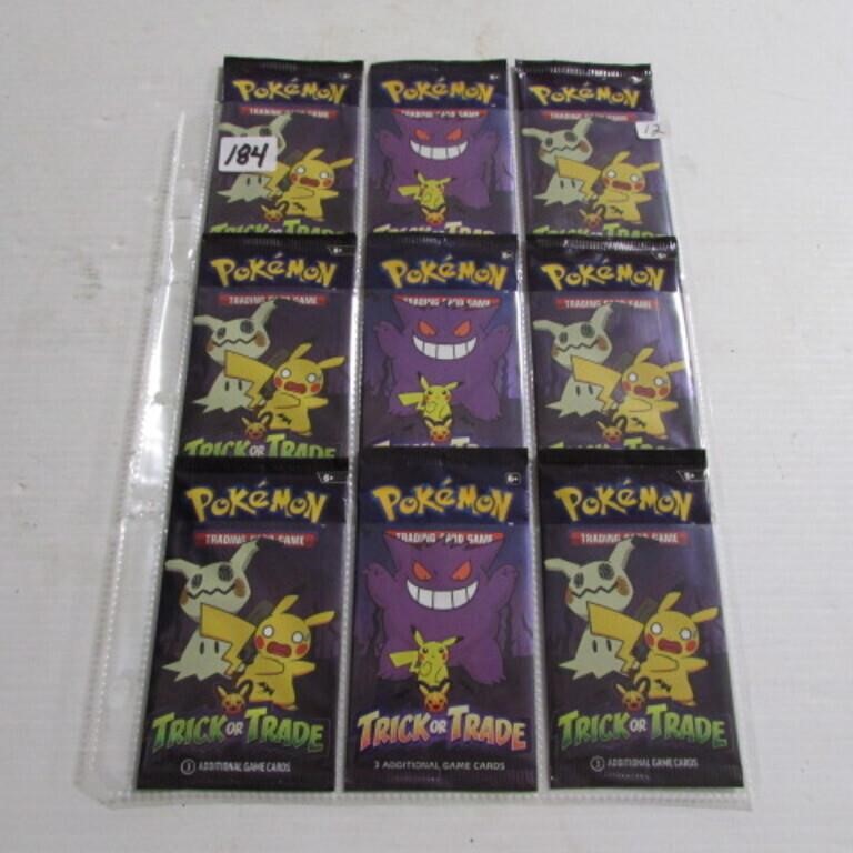 9 UNOPENED TRICK OR TRADE POKEMON CARDS