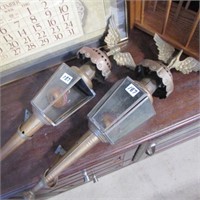 PR OF EARLY WALL MT EAGLE TOP OIL LAMPS