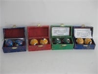 4 Pairs Of 1.5" Chinese Baoding Balls w/ Cases