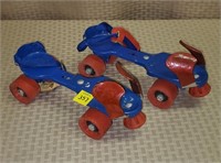 Pair of Vintage Red & Blue Roller Skates
