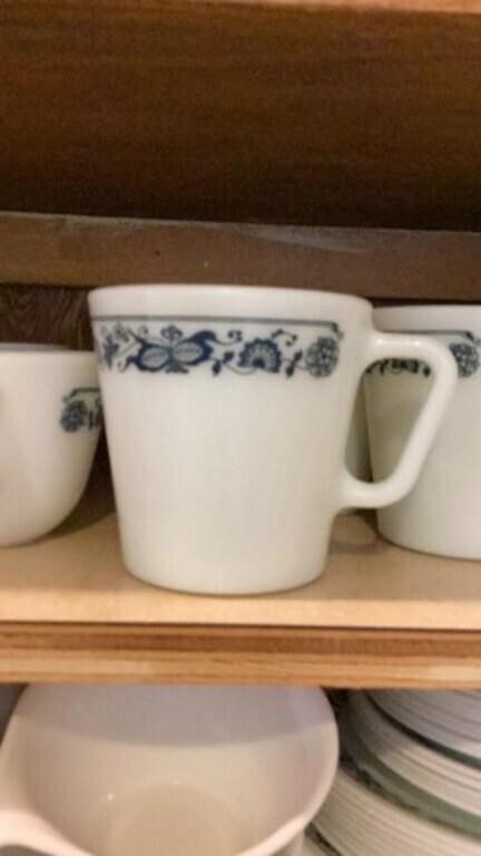 Pyrex Coffee Cups & Assorted Corelle Dishes