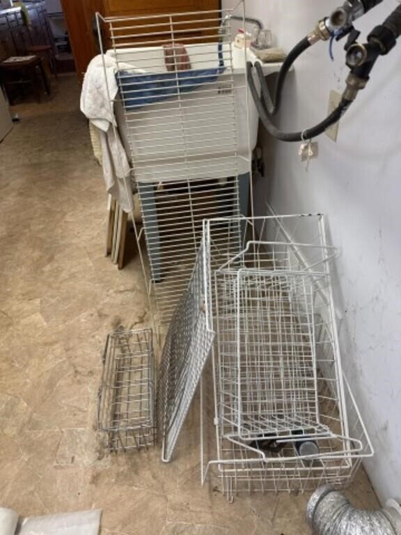 4) Wire Baskets, Shelving, white, assorted sizes