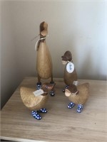 4 Wooden Ducks. Tallest is 13”